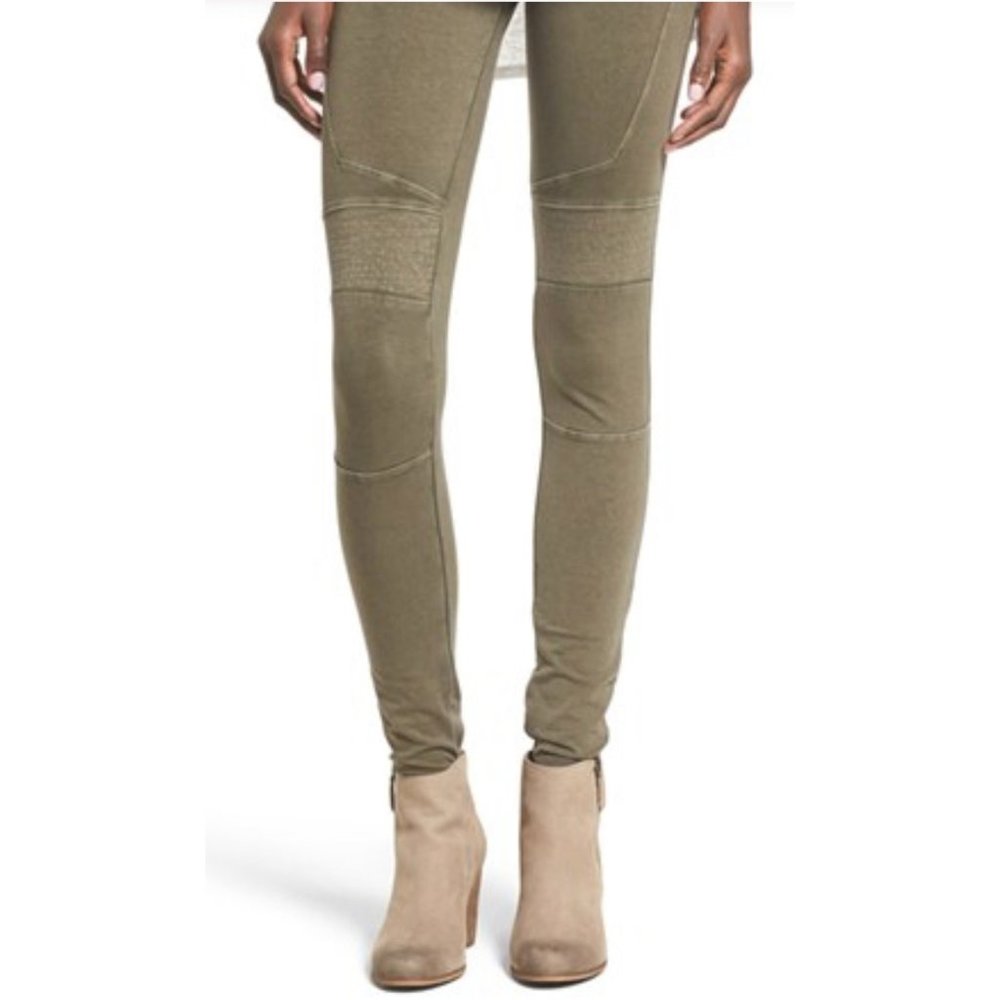 BP Leggings Stretch Moto Khaki Green Pants Size M